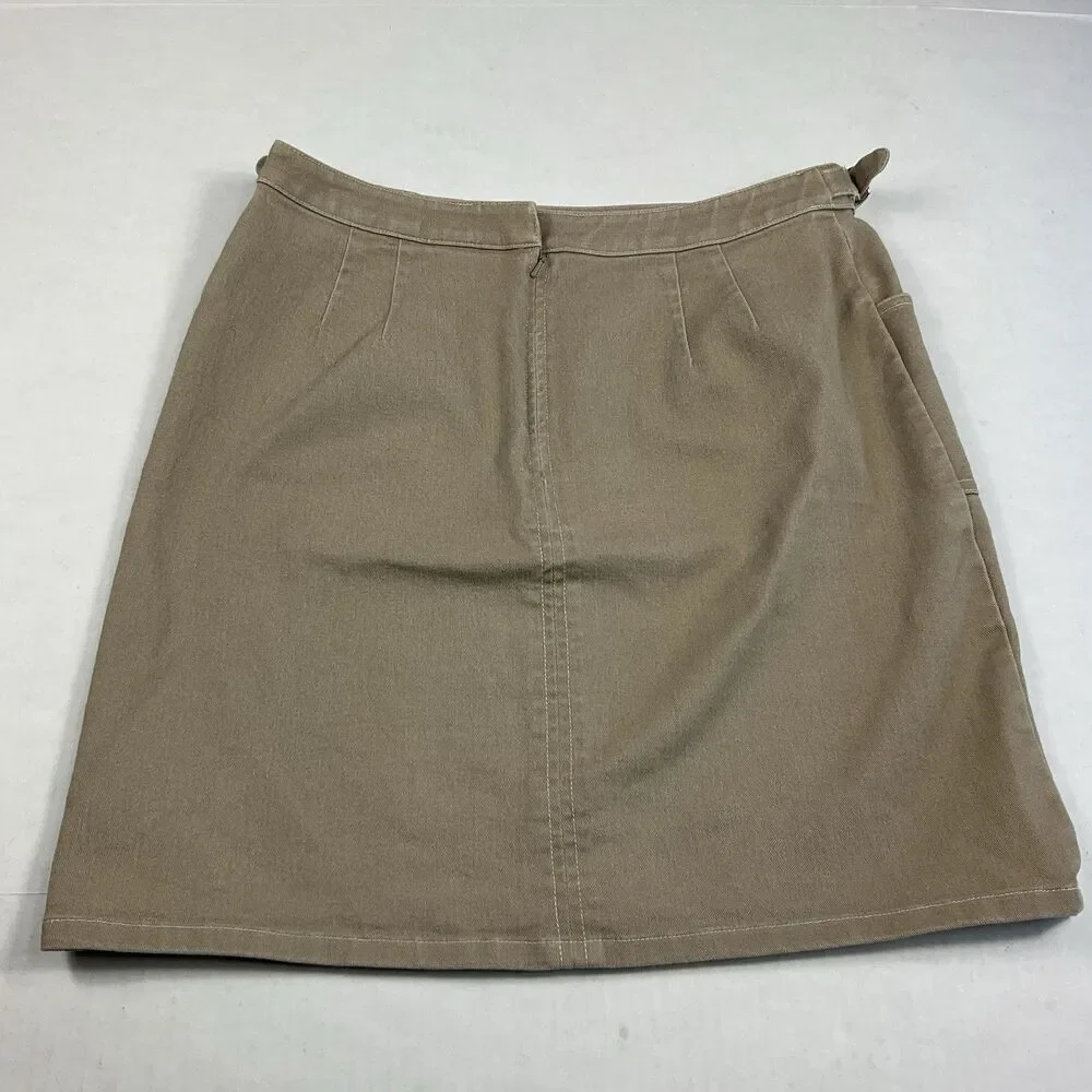 LOFT A-Line Chino Skirt Khaki Beige Utility Cargo Casual Mini Vintage Size 8